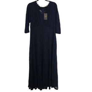 Miss May Retro Gorgeous City Elegant Navy Lace Maxi Dress Wedding Formal XXL